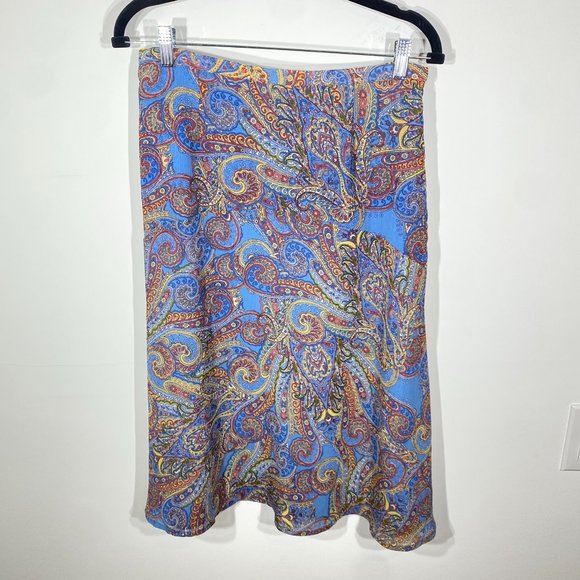 Liz Claiborne Blue Paisley Outfit Top S and Skirt 8 Womens 2 Piece Set - Picture 9 of 14